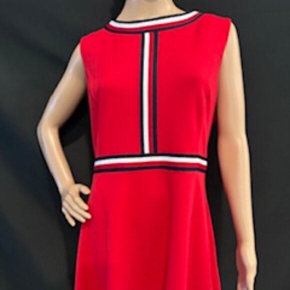 Tommy Hilfiger Red Fit Scuba Flare Dress 12 (Red) - Picture 1 of 7